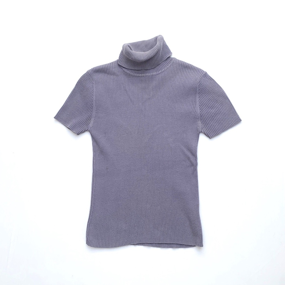Vintage 90s GAP Ribbed Knit Short Sleeve Turtleneck Fairy Grunge Sweater Top S